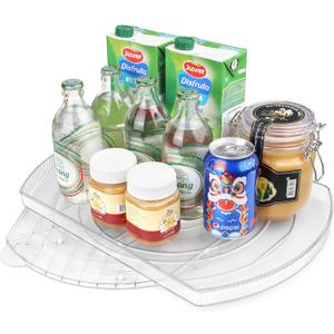 FIRJOY Lazy Susan Turntable for Refrigerator, Square Turntable Organizer for Fridge Cabinet, Pantry, Countertop (15.3" x 11.1" Rectangle 1 Pack - Clear)