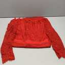 LALAGEN Women's Floral Lace Long Sleeve Off Shoulder Wedding Mermaid Dress (Medium, Red)