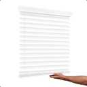 Cordless Faux Wood Blind - AOSKY 2 Inch Wood Blinds for Living Room, Pet Safe Window Shades for Bedroom & Bathroom, Easy to Install, White, 34" W x 60" H