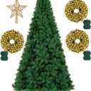 KTKDE 7.5ft Artificial Christmas Tree is a Green one with 1450 Tips and 300 Battery-Powered LED Columns. It Features 7.87-inch Golden Five Pointed Star and is Perfect for Family and Office Gatherings