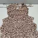 WDIRARA Women's Y2k Leopard Print Halter Dress Tie Backless Layered Ruffle Hem Mini Dresses Cheetah Mesh Dress (Medium)