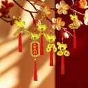 18 Pcs Chinese New Year of The Horse Decorations Bonsai Hanging Red Tassel 2026 Spring Festival Ornaments for Home Wealth Success Good Luck Home Tree Car (9 Inch)