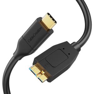 CableCreation USB C to Micro B Short Cable 1FT, 10G Micro B to USB C External Hard Drive Cable for iPhone 15/16/17,Samsung Galaxy S24,Seagate WD Westgate My Passport,MacBook Pro/Air, iPad/Tablet,Black