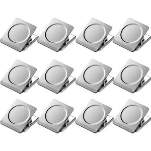 Strong Magnet Clips 1.2 Inch - 12 Packs Heavy Duty Metal Magnetic Clips for Refrigerator, Magnetic Clips for Whiteboard, Picture, Office Magnets, Magnet Clipboard for White Boards