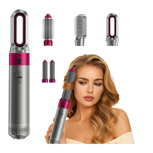 5 in 1 Hair Dryer Brush Set–Air Styler for Hair,Blow Dryer Curling Iron&Airbrush Hair Styler 5 in 1 with Ionic Technology,Detachable Hot Air Brush for Drying,Curling, Straightening (Rose red)