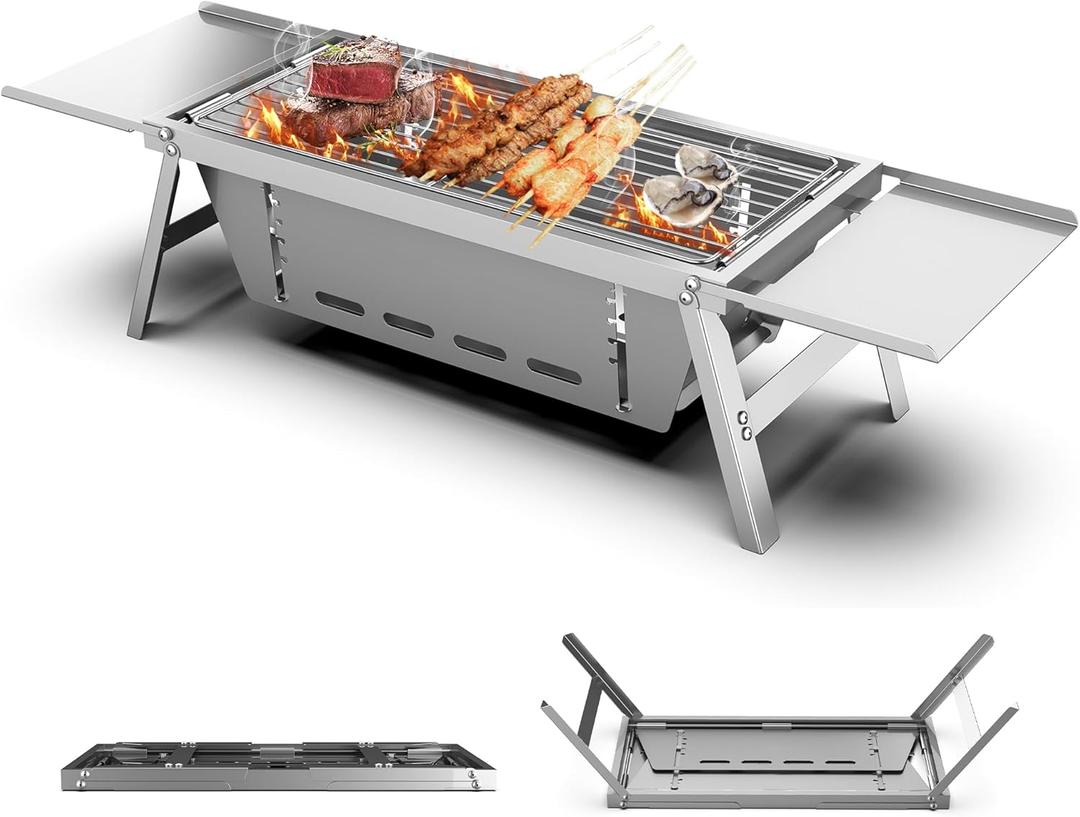 Barbecue Grill,Portable Charcoal Grill Foldable Grills ,Small Grills Outdoor Cooking for Travel, Camping Smoker BBQ, Stainless Steel Table Top Grill Charcoal for Outdoor Cooking,Camping,Backyard 