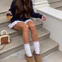 HONGTEYA Ruffle Socks for Women Cotton Slouchy Crew Socks for Boot Sneakers Mid Calf Frilly Size 5-11 (White)