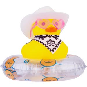 Rubber Duck Car Ornaments Cowboy Duck Car Dashboard Decoration Accessories with Mini Cowboy Hat Scarf Swim Ring and Sunglasses for Decor Home(AG23)