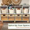 CHI AN HOME 11 Inch Cube Storage Bins, Wicker Storage Baskets for Cube Shelf, Natural Foldable Square Baskets for Storage, Large Woven Storage Bin with Handle, Baskets for Pantry, Living Room Set of 4