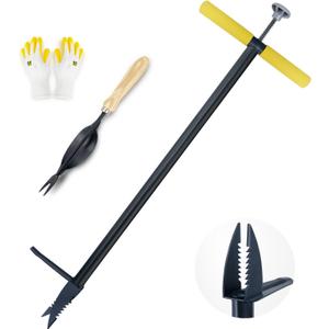 Colwelt Stand Up Weeder and Weed Puller, Stand Up Weed Puller Tool with Foot Pedal, Step and Twist Manual Weeder 40 Inch(Combo Pack - Stand Up Weeder & Hand Weeder& Garden Gloves)