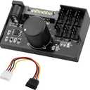 4 Pin 12V PWM Fan Controller 6 Fans Supported , PC Fan Adapter Hub Powered by SATA and DC 5525, Cooling Fan Speed Knob with Max Total 60W 5A Output