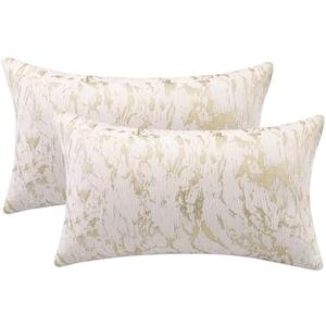 Holibeat Golden Chenille Throw Pillow Covers for Couch Home Sofa Decoration Pillow Cases Solid Dyed 12 X 20 Inches (Pack of 2)