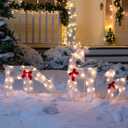 JOIEDOMI 3 Pcs 2D Christmas Reindeer Family Yard Light Decorations Warm White Lights with Metal Stakes for Indoor Outdoor Garden Holiday Dcor, Christmas Eve Night Dcor (Multi-Colored)