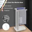 NearMoon Hand Towel Holder with Balanced Marble Base, SUS304 Stainless Steel Stand Towel Ring L Shape Hand Towel Rack Free-Standing Towel Bar for Bathroom Kitchen Countertop(Double Rod Brushed Nickel)