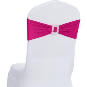 Joccun 60 PCS Spandex Chair Sashes Bows Stretch Chair Cover Band with Buckle Slider Universal Elastic Chair Ties for Wedding Banquet Party Event Decoration (Fuchsia)