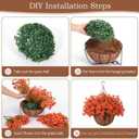 Hananona 24 Pcs Artficial Outdoor Flowers with Hanging Baskets, Orange Fall mums 2 Pack Hanging Planter with Outdoor Fall Flowers for Autumn Porch Garden and Home Patio Yard Decor (2, Orange)