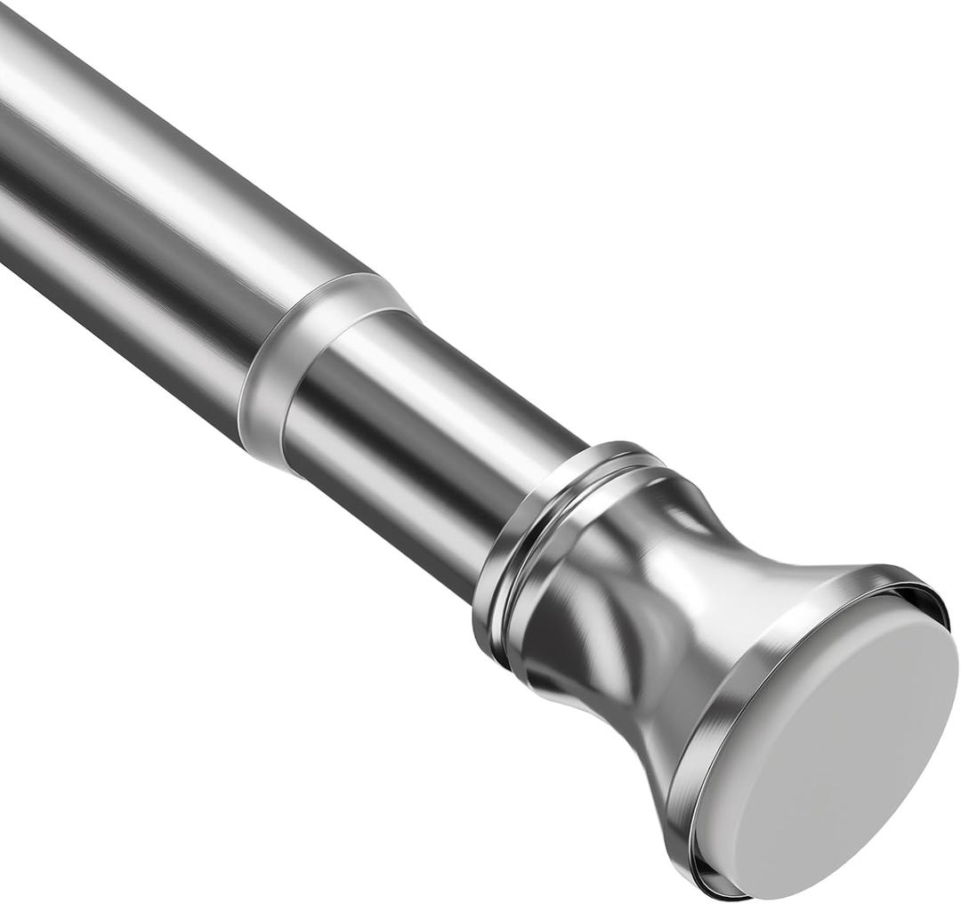 Amazer Spring Tension Shower Curtain Rod, 54-90 Inches Rust-Resistance Tension Curtain Rod Bathroom Rod, Adjustable Shower Curtain Rod No Drill, Chrome