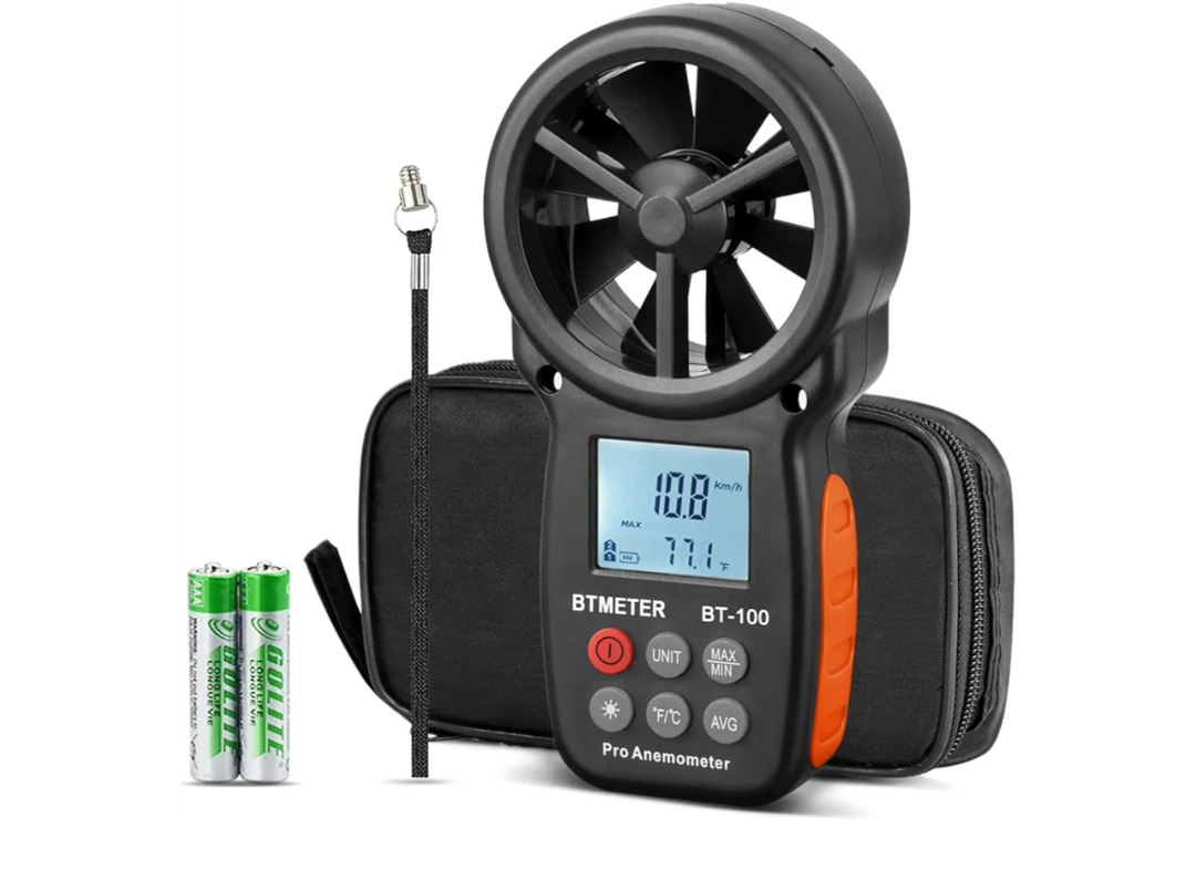 BTMETER BT-100 Handheld Anemometer, Digital Wind Speed CFM Meter Gauge Air Flow Velocity Tester for HVAC Shooting Drone, Wind Chill, 14℉-113℉ Wind Temperature