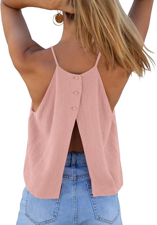 Tankaneo Womens Summer Halter Crop Tank Tops Y2k Going Out Sleeveless Tee Shirts Open Back Beach Camisole, Small