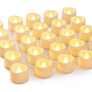 Homemory 72-Pack Novelty Flickering Flameless Tea Lights, 200+Hours Battery Operated, Fake Electric LED Votive Candles for Small Wedding Table Centerpieces, Proposals, Anniversaries (Warm White Glow, White Base)