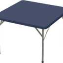BDDC 34" x 34" Square Fitted Table Cover - Stretchy Spandex Navy Blue Table Cloth, Washable & Wrinkle-Resistant Tablecloth for Tables, Indoor/Outdoor Picnics, Patios & Events
