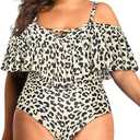 Daci Women Plus Size One Piece Swimsuits Tummy Control Ruffle Off Shoulder Bathing Suits (Black) 
18 Plus