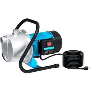 1.5HP Water Transfer Pump,1200GPH Shallow Jet Well Pump,Extended 13FT Power Cord Portable Sprinkler Booster Pump,Irrigation Lawn Fountain Pool Draining Self Priming Transfer Pumps