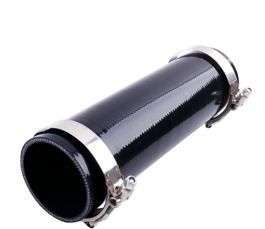 Straight Coupler Silicone Hose 2" ID (51mm) Length 12"(305mm) 4-Ply (5.4mm) Thickness for Air Intake/Turbo/Intercooler Piping Tube With 2 X Stainless Steel T-clamps(Gloss Black)