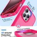 for iPhone 16 Pro Case, [Military-Grade Drop Protection][Anti-Yellowing] Shockproof Protective Translucent Matte Cover for iPhone 16 Pro Phone Case,Hot Pink