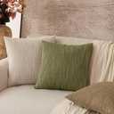 Foindtower Set of 2 Decorative Textured Burlap Linen Throw Pillow Covers Farmhouse Boho Cushion Cover Solid Accent Pillowcase for Couch Sofa Bed Living Room Home Decor, 2222 Inch,Olive Green