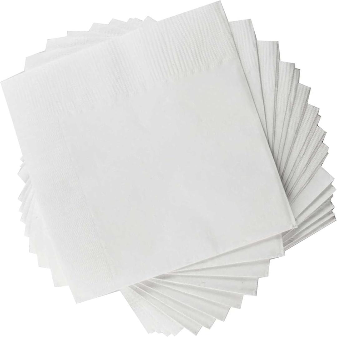 1 Ply White Cocktail/Beverage Napkins- Package of 500ct