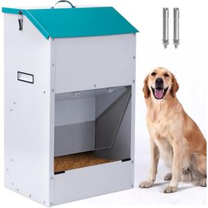 Automatic Dog Feeder for Large Dogs Outdoor 50Lbs Dog Food Dispenser Dog Feeding Station Galvanized Gravity Feeder Pet Feeder for Large Breed (50lbs)