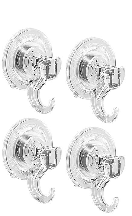 Suction Cup Hooks, Small Shower Suction Hooks, Heavy Duty, Removable and Reusable, Clear, 4 Pcs