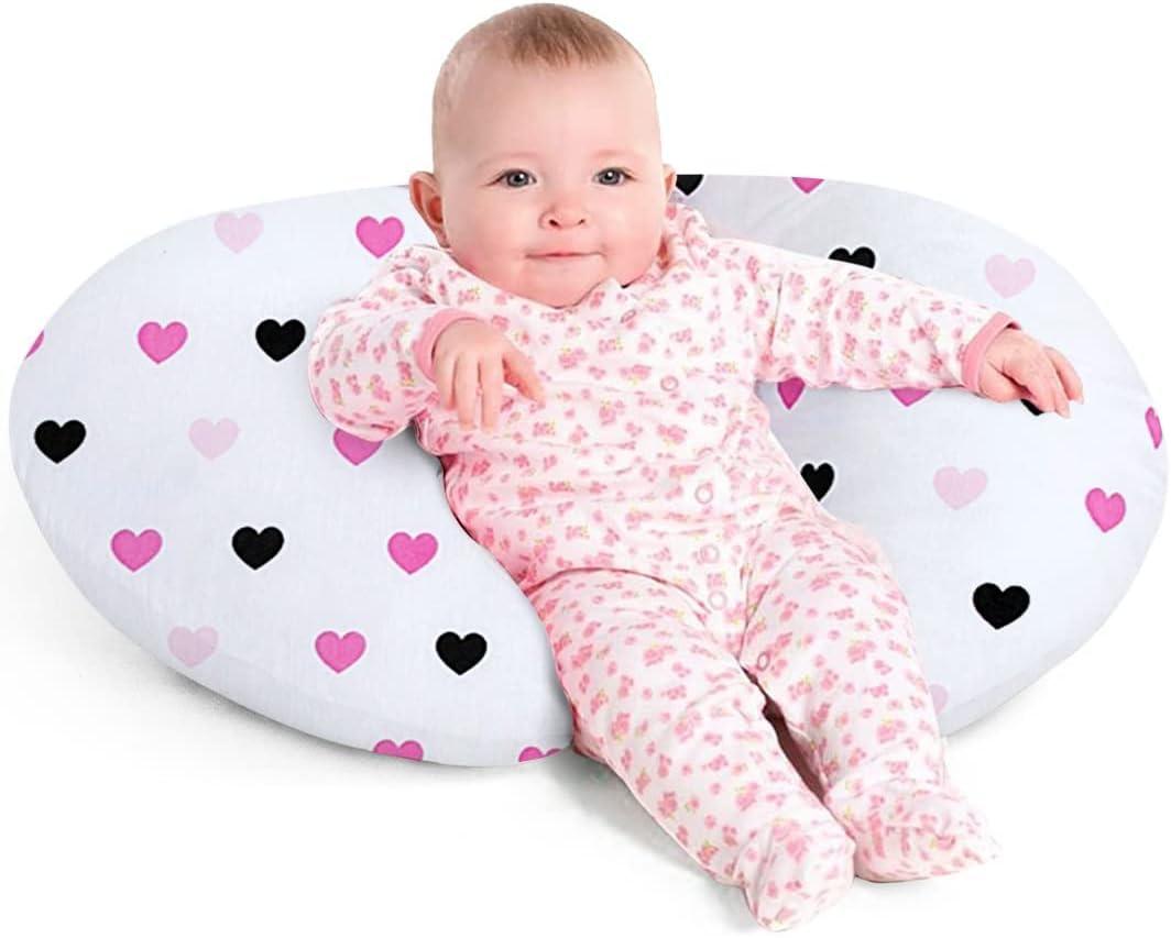 Nursing Pillow, Breast Feeding Pillows for Mom, Rose Red Hearts Soft Cover with Breathable Filling, Feeding Support Pillow for 012 Months, Multifunctional Support Cushion for Travel (Sweet Hearts)