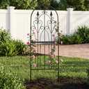 Garden Trellis for Climbing Plants 59" H x 21.7" W Metal Unique Design Decorative Garden Structure Weather-Resistant Lattice Outdoor Decor Flowers Roses Vine Ivy Clematis Black Coating