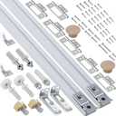 Bifold Door Hardware Kit, 2-Pack 18-Inch Bi-fold Closet Door Track Kit Bifold Closet Door Hardware Kit Folding Door Hardware Repair Replacement Tool Kit, Can Be Connected Into 36Inch
