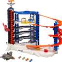 Hot Wheels Track Set with 4 1:64 Scale Toy Cars, Over 3-Feet Tall Garage with Motorized Gorilla, Storage for 140 Cars, Super Ultimate Garage