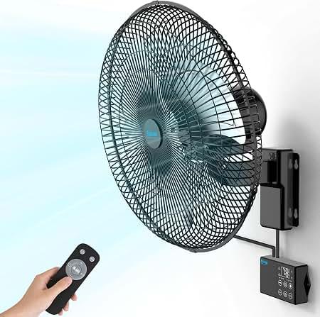 Ehiair 18" Wall Mounted Fan with Thermostat & Remote, Oscillating Fan