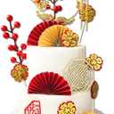 Red Series Cake Topper, Chinese Traditional Retro Style Cake Decoration, Suitable for Birthday, Graduation Celebration, Anniversary and Other Holiday Parties.