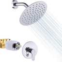 Bathroom Shower Only Faucet Set Shower Head and Handle Set Wall Mount 8 Inch Round Shower Head with Valve Single Handle Shower Valve Kit, Chrome