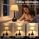 17" Touch Table Lamp for Bedroom Set of 23-Way Dimmable Bedside Lamps for NightstandSmall Lamp with Linen Shade for Bedroom, Living Room, Kids Room, Office (9W LED Bulb Included)