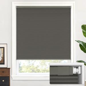 LazBlinds Cordless Cellular Shades, No Tools No Drill Blackout Honeycomb Shades Pleated Blinds for Windows, 32'' W x 48'' H, Midnight Black