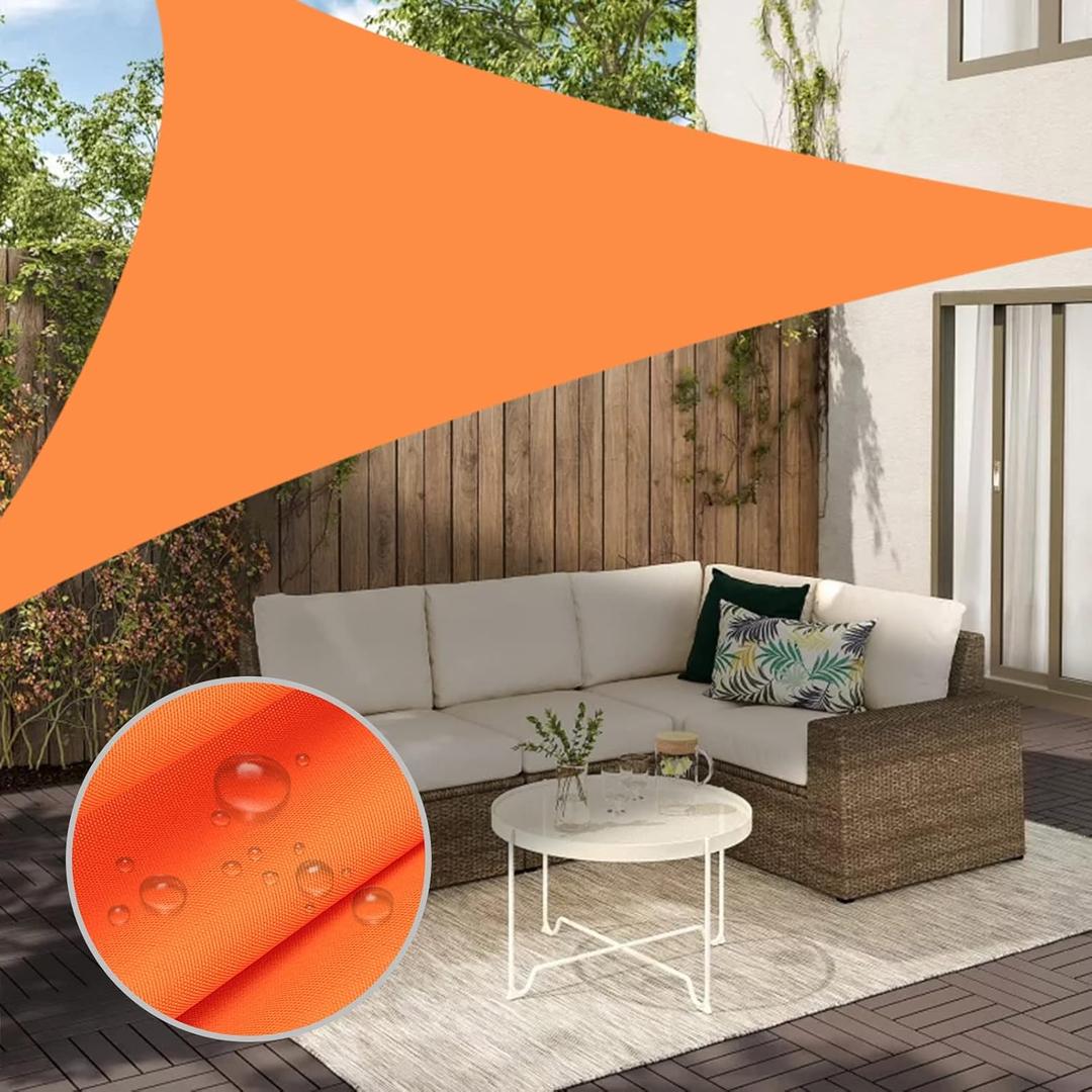 Neween Shade Sail, 16'x 16'x 16' Sun Shade Sail Triangle Waterproof for Patio Yard Deck Pergola Outdoor Sun Sail Shade 98% UV Block Sunshade Orange Color