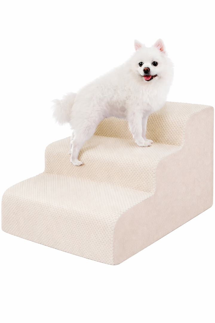 Dog Stairs for Small Dogs, High Density Foam Dog Steps, Extra Wide Non-Slip Pet Ramp for High Beds Or Couch, Soft Doggie Ladder for Dogs, Injured, Older Pets, Small Cats, 3 Steps
