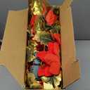 Glintoper 2 Pack Christmas Poinsettia Garland, 9 FT Lighted Artificial Garlands with Red Flowers, Battery Operated with Timer Poinsettia String Lights, Light up for Xmas New Year Holiday Home Decor