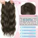 Hair Toppers for Women, 20 Inch Hand Tied Breathable Toppers Hair pieces for Women with Thinning Crown Curtain Bangs Mix Human Hair Clip in Curly Lightweight Wiglets(Dark Chestnu Brown)