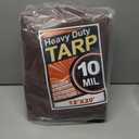 Keten Tarps Heavy Duty Waterproof 12X20Ft, 10 Mil Thick Multipurpose Poly Tarp Tear & Fade Resistant, UV Blocking, Outdoor Tarp with Reinforced Grommets for Roof, Camping, Patio, Pool (Brown/Silver)