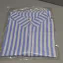 TOLOVIC Wrinkle Free Womens Striped Button Down Shirts for Women Long Sleeve Stretch Business Office Formal Work Blouses Tops Blue XXL