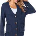 Fuinloth Women's Cardigan Sweater, Oversized Chunky Knit Button Closure with Pockets (XS)