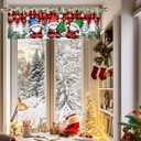 2 x Gnome Christmas Curtains Valance, Christmas Window Valance Curtains, Christmases Decorations Kitchen Window Decor, Red Xmas Tree Short Curtain Drapes for Living Room Bedroom 51x18 in